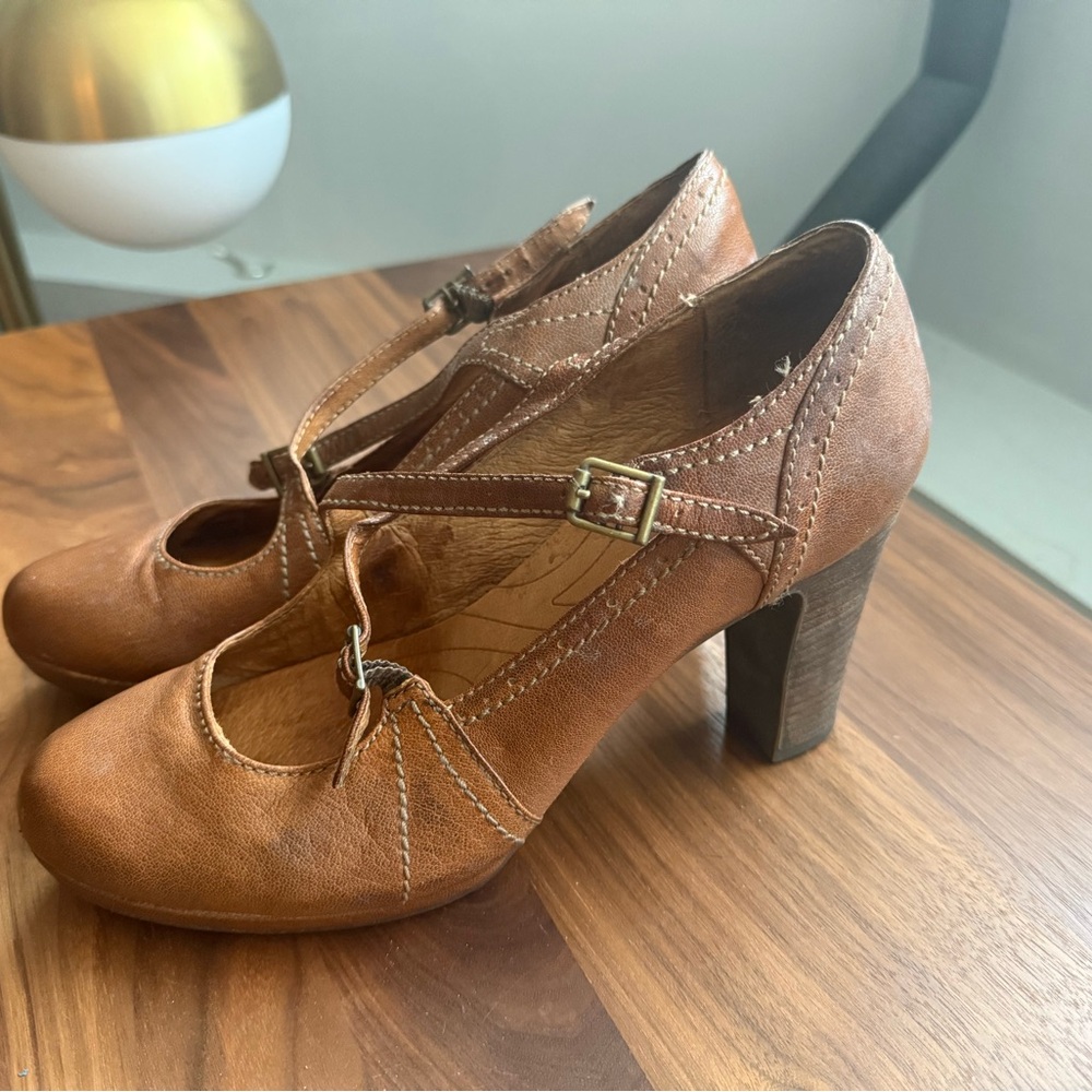 Clarks Brown Leather Heels with Buckle